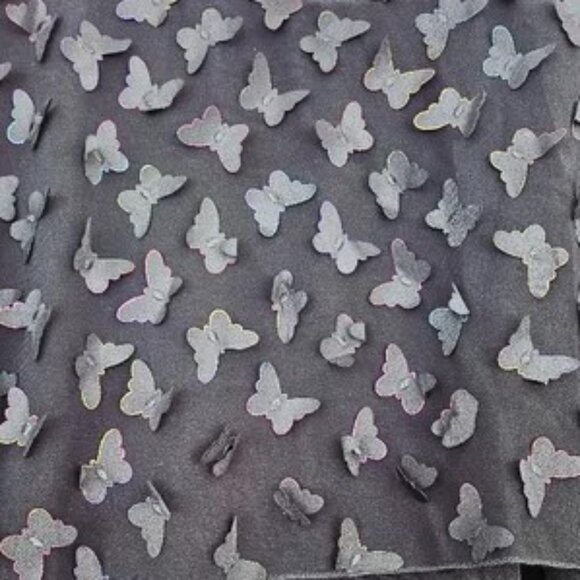 IC BY CONNIE K Black Rainbow Edges 3D Butterfly Embroidery Bell Sleeve Top Sz 2X - Picture 2 of 5